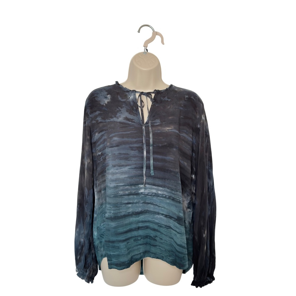 River + Sky Medium Abstract Tie Dye Multicolor Whimsigoth Blouse Fairy Grunge